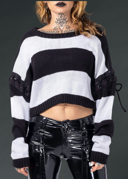 black and White cropped sweater