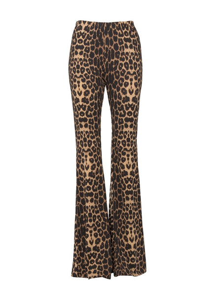 leopard flare trousers